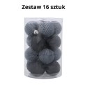 Zestaw 16 Eleganckich Bombek Kamai Christmas Decoration o Średnicy 4 cm Kolor Antracyt